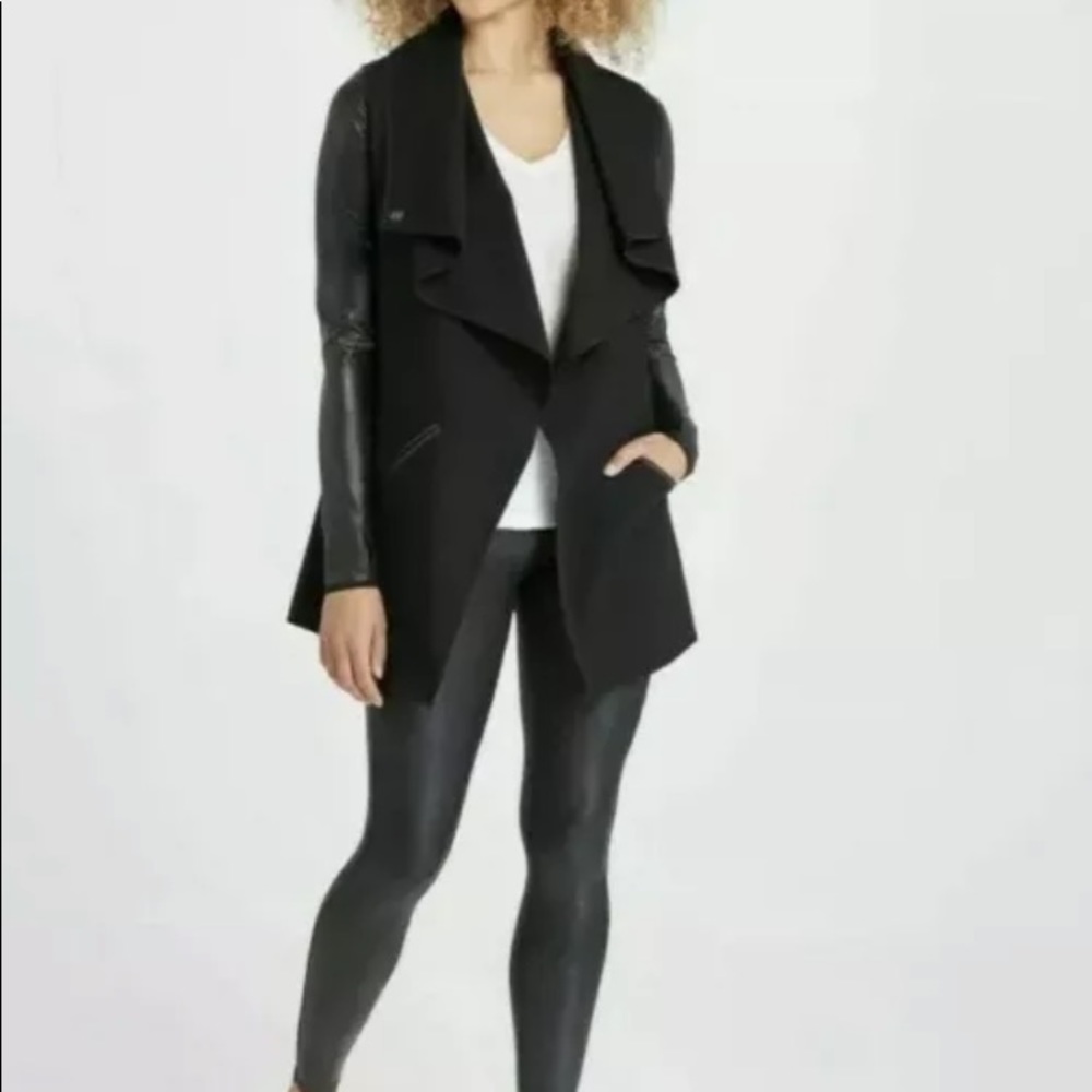 Spanx Faux Leather Draped Jacket L